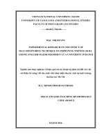 Experimental Research on the Effect of Self-monitoring Technique on Improving Writing Skill among English-major Freshmen at a University in Hanoi