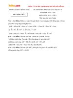 Đề thi giữa học kì 2 môn Toán hình học lớp 8 Phòng GD&ĐT Bình Giang, Hải Dương năm học 2015 - 2016