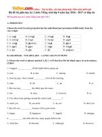 Bộ đề thi giữa học kỳ 2 môn Tiếng Anh lớp 9 năm học 2016 - 2017 có đáp án