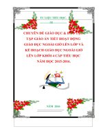 CHUYÊN ĐỀ GIÁO DỤC  ĐÀO TẠO TẬP GIÁO ÁN TIẾT HOẠT ĐỘNG GIÁO DỤC NGOÀI GIỜ LÊN LỚP VÀ KẾ HOẠCH GIÁO DỤC NGOÀI GIỜ LÊN LỚP KHỐI 4 CẤP TIỂU HỌC NĂM HỌC 20152016