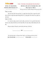 Đề thi giữa học kì 2 môn Ngữ văn lớp 11 trường THPT Đào Duy Từ, Thanh Hóa năm học 2014 - 2015