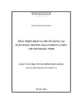 Phát triển dịch vụ phi tín dụng tại ngân hàng NHTMCP Á Châu –chi nhánh Bắc Ninh