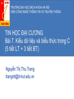 TIN HỌC ĐẠI CƯƠNG-Bài 7. Kiểu dữ liệu và biểu thức trong C