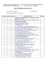 LỊCH TRÌNH GIẢNG DẠY