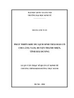 Phát triển khu du lịch sinh thái Đảo Cò Chi Lăng Nam, huyện Thanh Miện, tỉnh Hải Dương