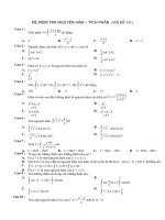 dề kiểm tra nguyên hàm tích phân 