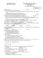 đề thi thử THPTQG môn toán trường chuyên thành phố Bắc Kan