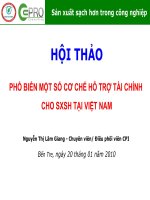 Phổ Biến Một Số Cơ Chế Hỗ Trợ Tài Chính Cho SXSH Tại Việt Nam