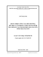 Hoàn thiện công tác bồi thường, hỗ trợ và tái định cư đối với người bị thu hồi đất tại thành phố Thái Nguyên, tỉnh Thái Nguyên