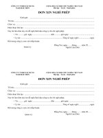 Biểu mẫu đơn xin nghỉ phép của Công ty