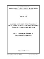 Giải pháp hoàn thiện công tác quản lý các dự án đầu tư nước sạch nông thôn trên địa bàn huyện lương tài  bắc ninh 