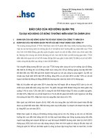 BÁO CÁO CỦA HỘI ĐỒNG QUẢN TRỊ  TẠI ĐẠI HỘI ĐỒNG CỔ ĐÔNG THƯỜNG NIÊN NĂM TÀI CHÍNH 2014