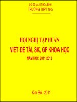 TẬP HUẤN VIẾT ĐỀ TÀI, SK, GP KHOA HỌC