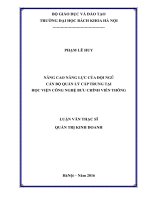 Nâng cao năng lực của đội ngũ cán bộ quản lý cấp trung tại Học viện Công nghệ Bưu chính Viễn thông