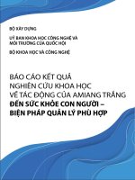 BÁO CÁO KẾT QUẢ NGHIÊN CỨU KHOA HỌC VỀ TÁC ĐỘNG CỦA AMIANG TRẮNG ĐẾN SỨC KHỎE CON NGƯỜI BIỆN PHÁP QUẢN LÍ PHÙ HỢP