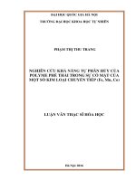 Nghiên cứu khả năng tự phân hủy của Polyme phế thải trong sự có mặt của một số kim loại chuyển tiếp (Fe, Mn, Co)