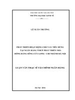 Phát triển hoạt động cho vay tiêu dùng tại Ngân hàng TMCP Phát triển nhà Đồng bằng Sông Cửu Long - Chi nhánh Hà Nội