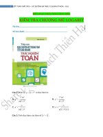 KIỂM TRA CHƯƠNG MŨ LOGARIT, THẦY DIÊU