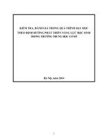 Kiểm Tra, Đánh Giá Trong Quá Trình Dạy Học Theo Định Hướng Phát Triển Năng Lực Học Sinh Trong Trường Trung Học Cơ Sở