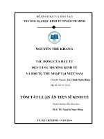 Tác động của đầu tư đến tăng trưởng kinh tế và hội tụ thu nhập tại Việt Nam
