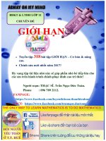 318 bài tập GIỚI HẠN DÃY SỐ  GIỚI HẠN HÀM SỐ  HÀM SỐ LIÊN TỤC Toán 11 ôn thi THPT