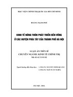 Kinh tế nông thôn phát triển bền vững ở các huyện phía tây của thành phố Hà Nội