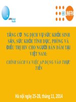 Tăng Cường Dịch Vụ Sức Khỏe Sinh Sản, Sức Khỏe Tình Dục, Phòng Và Điều Trị HIV Cho Người Bán Dâm Tại Việt Nam