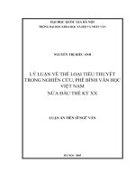 Lý luận về thể loại tiểu thuyết trong nghiên cứu, phê bình văn học Việt Nam nửa đầu thế kỷ XX