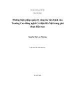 Những biện pháp quản lý công tác tài chính của Trường Cao đẳng nghề Cơ điện Hà Nội trong giai đoạn hiện nay