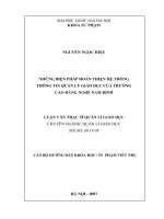 Những biện pháp hoàn thiện hệ thống thông tin quản lý giáo dục của Trường Cao đẳng Nghề Nam Định