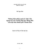 Những biện pháp quản lý sinh viên ngoại trú của trường Đại học Hồng Đức trên địa bàn thành phố Thanh Hóa