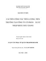 Cải tiến công tác tiền lương, tiền thưởng tại Công ty Cổ phần Xuất nhập khẩu Bắc Giang
