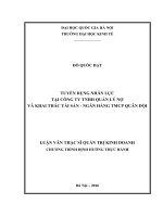 Tuyển dụng nhân lực tại Công ty TNHH Quản lý nợ và khai thác tài sản - Ngân hàng TMCP Quân đội.