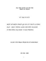 Một số biện pháp quản lý chất lượng dạy - học tiếng Anh chuyên ngành ở trường đại học Y Hải Phòng
