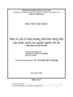 Một số yếu tố ảnh hưởng đến khả năng tiếp cận nước sạch của người nghèo đô thị
