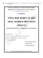 Tổng Hợp 20.000 Câu Hỏi Trắc Nghiệm Môn Toán Kỳ Thi THPT Quốc Gia Và Đh Quốc Gia Hà Nội 2017