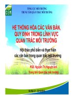 Hệ Thống Hóa Các Văn Bản, Quy Định Trong Lĩnh Vực Quan Trắc Môi Trường