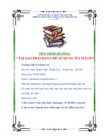 vận dụng kiến thức liên môn hóa, sinh, ngữ văn, giáo dục công dân, toán, tin giải quyết tình huống tại sao phải hạn ché sử dụng túi nilon