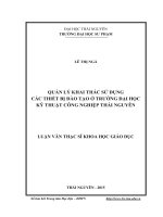 Quản lý khai thác sử dụng các thiết bị đào tạo ở trường Đại học Kỹ thuật Công nghiệp Thái Nguyên