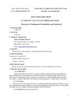 Đề cương chi tiết môn học Lý thuyết xác suất thống kê (Học viện Ngoại giao Việt Nam)