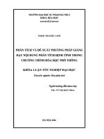Phân tích và đề xuất phương pháp giảng dạy nội dung phân tích định tính trong chương trình hóa học phổ thông 