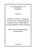 Nghiên cứu chế tạo và tính chất vật liệu cao su nanocompozit trên cơ sở blend cao su thiên nhiên và cao su butadien gia cường nanosilica 