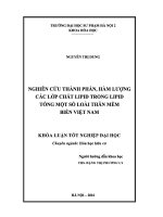 Nghiên cứu thành phần, hàm lượng các lớp chất lipid trong lipid tổng một số loài thân mềm biển việt nam 