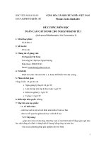 Đề cương chi tiết môn học Toán cao cấp dành cho các nhà kinh tế I (Học viện Ngoại giao Việt Nam)