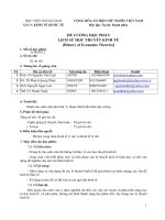 Đề cương chi tiết môn học Lịch sử các học thuyết kinh tế (Học viện Ngoại giao Việt Nam)