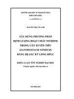 Khoá luận tốt nghiệp xây dựng phương pháp định lượng hoạt chất nitidine trong cây xuyên tiêu ( zanthoxylum nitidum) 