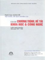 Nội Dung Và Kết Quả Nghiên Cứu Chương Trình, Đề Tài Khoa Học & Công Nghệ Cấp Nhà Nước 1991-1995 (Bộ Khoa Học Công Nghệ Và Môi Trường)