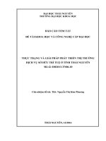 Thực trạng và giải pháp phát triển thị trường dịch vụ sở hữu trí tuệ ở tỉnh Thái Nguyên (tt)