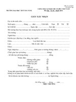 Đơn xác nhận xin vay vốn (Đại học thể dục thể thao Đà Nẵng)