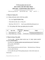 Đề cương chi tiết học phần Taekwondo chuyên sâu 3 (Đại học thể dục thể thao Đà Nẵng)